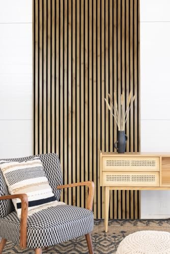Leiste24 Akustikpaneel - Lamellenverkleidung - Wandverkleidung - 2.400 x 600 mm - Akustikfilz Schwarz - Lamellendekor Wildeiche