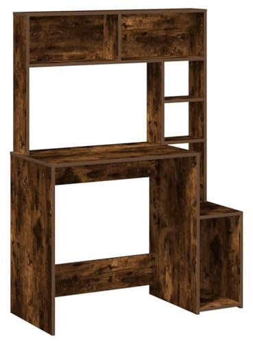 vidaXL Schreibtisch mit Regal Räuchereiche 100x45x140 cm Holzwerkstoff