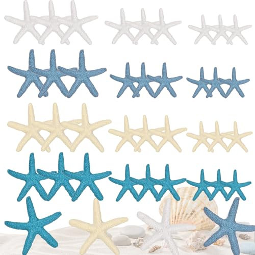 36 Stück Seestern Deko WISIRENT, Seesterne Deko Seestern Dekoration Harz, Mini Seestern Deko Finger Seestern Deko Seesterne, Seestern Figuren Harz Deko für DIY Handwerk, Strand Thema Party, Aquarium