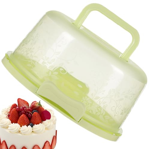 Generisch Kuchenbox Rund – Ø 22cm Tortenglocke mit Deckel und Tragegriff, Vielseitige Kuchen Transportbox, Tortenbehälter für Eierkuchen und Gebäck