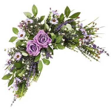 Gatuida Künstlicher Rosen Deko Kranz mit Margeriten Langlebiger Türkranz für Frühlings und Festliche und Hochzeitsdekoration UV Beständig