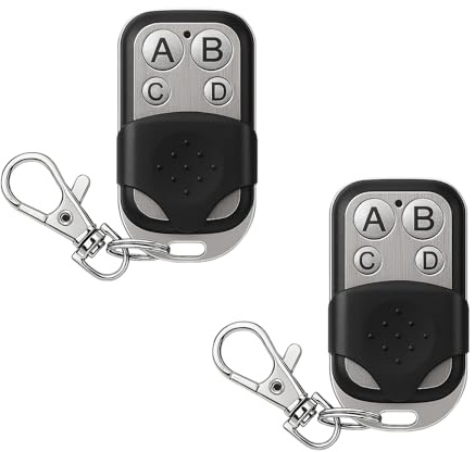 2 PCS Universal 433MHz Garage Door Remote Control Key Fob, Universal Automatic Gate Remote Control, Wireless Garage Door Opener Cloning Key Fob with 4 Buttons for Car Garage Door Gate