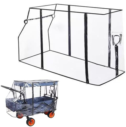 Bollerwagen Regenschutz Transparent Regenverdeck aus PEVA mit Reißverschluss, Universal Regenschutzhülle 115 X 51 X 75 cm für Regenplane Klappbaren Bollerwagen Campingwagen Handwagen