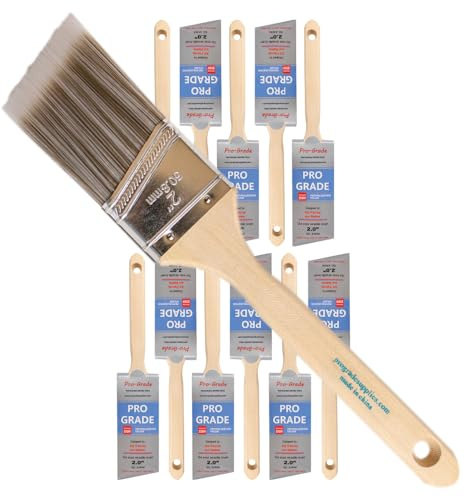 Pro Grade Paint Brushes, 2 Inch Angle Paint Brush, Walls & Trim, 12 Pack