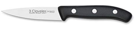 3 Claveles - Cuchillo de Verduras, Línea DOMVS, Acero Inoxidable, Mango Polipropileno Negro - (9cm, 3,5)