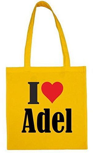 Reifen-Markt Tasche I Love Adel Größe 38x42 Farbe Gelb Druck Schwarz