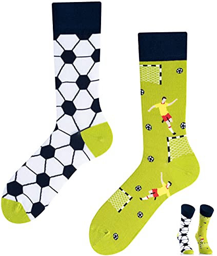 TODO Colours Lustige Socken mit Motiv - Mehrfarbige, Bunte, Verrückte für Herren und Damen (39-42, Fußball Zeit)