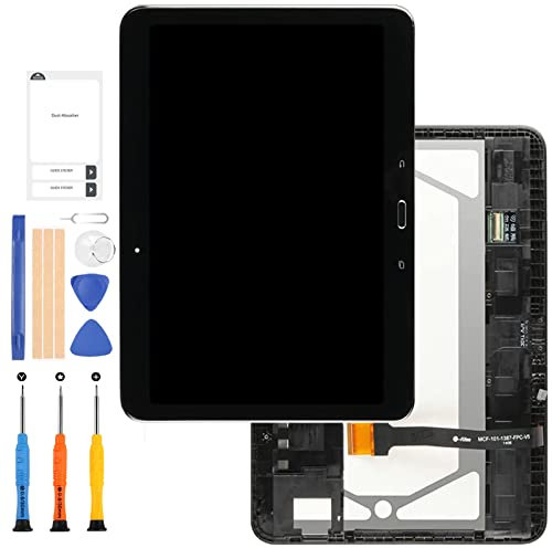 LADYSON Écran de remplacement pour Samsung Galaxy Tab 4 10.1 2015 T533 SM-T533 Écran tactile numériseur complet en verre avec cadre et outils (Noir)
