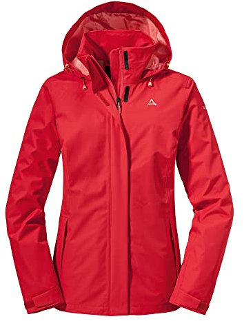 Schöffel Damen Jacket Gmund L, wind- und wasserdichte Regenjacke, atmungsaktive Outdoor Jacke, Wanderjacke mit verstaubarer Kapuze, lollipop, 46