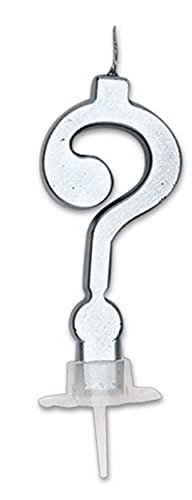 Di&Gi Italic Tortenkerze Fragezeichen 7 cm - Silber Silber Metal