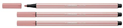 STABILO Pack of 3 Felt-Tip Pens 68 Medium Nib 1 mm Blush Pink