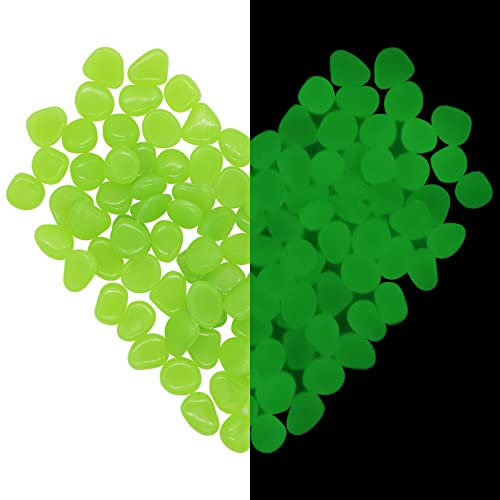 HMIEPRS 1000Pcs Pierres Lumineuse, Galets Fluorescent, Cailloux en Résine Luminescents Dans L'obscurité, Gravier Jardin Exterieur Décoratives pour Aquarium Chemin Cour Pot de Fleurs (Vert, 0.8-1cm)