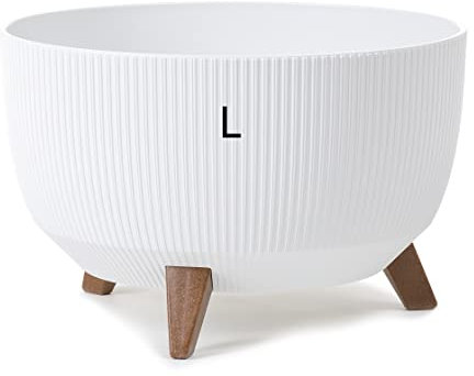 MELTOM Blumentopf Schale mit Füßen Einsatz Kräutertopf Übertopf Pflanzschale Eco Recycled (Weiß, L - 40 cm)