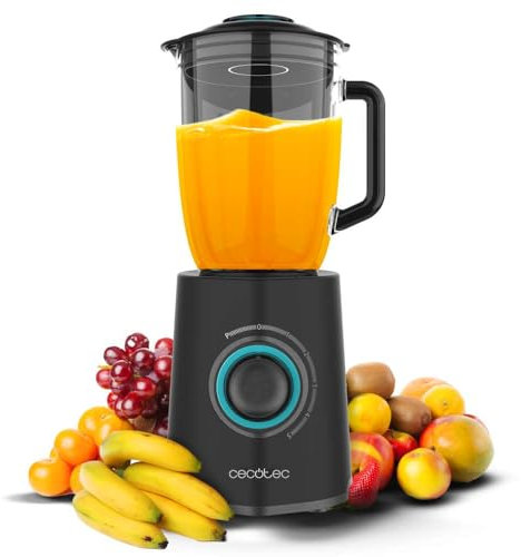 Cecotec Frullatore a Immersione Power Black Titanium 2300MAX Mix Go. Potenza Massima di 2300W, Capacità di 1,5L, 5 Velocità, 6 lame con Rivestimento in Titanio Nero e Caraffa Termoresistente