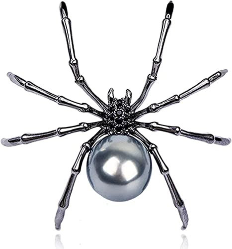 Broche vintage pour femme, broche araignée noire en oxyde de zirconium avec perles d'imitation - Broche en forme de soleil pour femme - Clip de