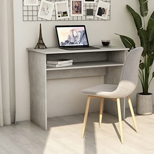 FIRBNUS Bureau d'écriture Gris Béton 90x50x74 cm Aggloméré Bureau d'ordinateur Prend Peu de Place Poste de Travail Dortoir Table de Bureau d'ordinateur pour Livres Magazines Classeurs