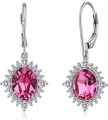 Ohrringe Weißgold Damen Ohrringe Silber Rosa Hängend Zirkonia Ohrringe Hänger Echt Silber Ohrringe Hängend Modernschmuck Hängende Ohrringe Silber 925 Diamant Ohrringe Damen