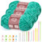 Benlay 3 x 100 g (3 x 80 m) Chenille Garn, Samt Garn zum Stricken und Häkeln mit Nadeln mit großem Öhr, weiches Chenille-Garn für Kleidung, Decken, Taschen, Pullover, DIY-Strickprojekte (Jadegrün)