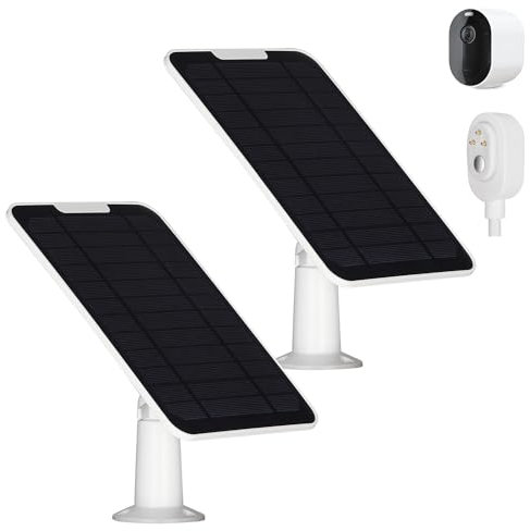 Chargeur de panneau solaire compatible avec Arlo Pro 3/Pro 4/Pro 5S/Ultra/Ultra 2/Go 2, alimentation continue IP65 résistant aux intempéries avec câble de charge de 3 m et support mural réglable