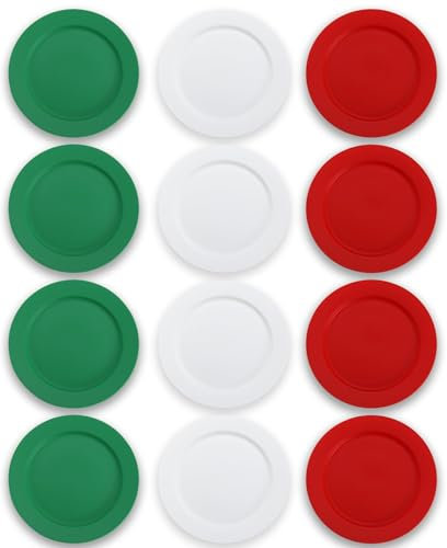 Berglander Assiettes en plastique 12 pièces 25cm, IT couleur réutilisable plates, assiettes à salade, bols de pâtes, vaisselle facile à transporter pour la maison, jardin, pique-, camping