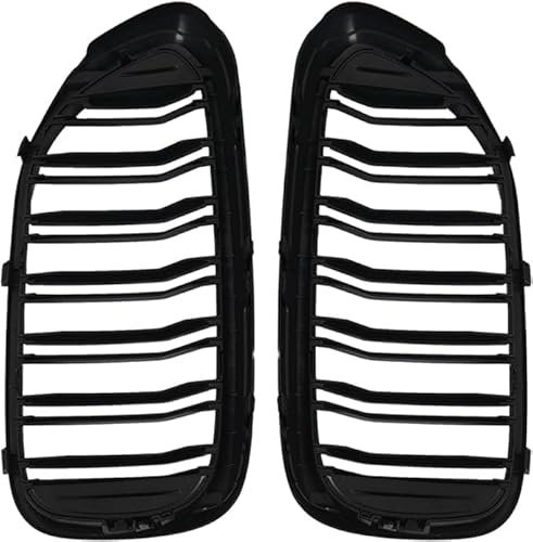 Auto Kühlergrill für BMW G30 G31 G38 5 Serie 525I 530I 540I 550I, Grill Schwarz Glänzend Doppel-Lamellen Grill Front Doppel Rippen Grill Kühlergrill Links Rech