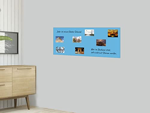 Magnetfolie | Haftgrund für Magnete | Magnettafel | Ferrofolie selbstklebend | beschreibbar, abwischbar, magnetisch | (hellblau, 120x80cm)