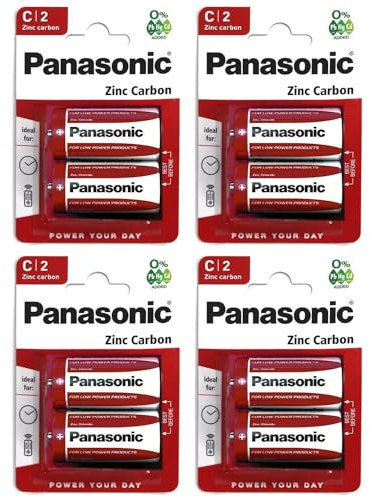 PANASONIC Confezione da 4 blister da 2 batterie Red Zinco-Carbon C R14-1,5 V