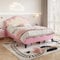 BTM 4ft6 Double Bed Frame, Upholstered Double Bed with Adjustable Button-Tufted Headboard, PU Faux Leather Double Bed Frame with Solid Wood Slat, 90x190cm (No Mattress)