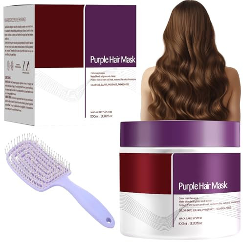 MILIAFLICK Lila Kollagen Haarmaske, collagen hair mask,Violett Haarmaske für Blondes,Graues Haar,Blondiertes, Purple Hair Mask Neutralisiert Gelbstich,Erhellen Das Haar,Repariert Haarschäden