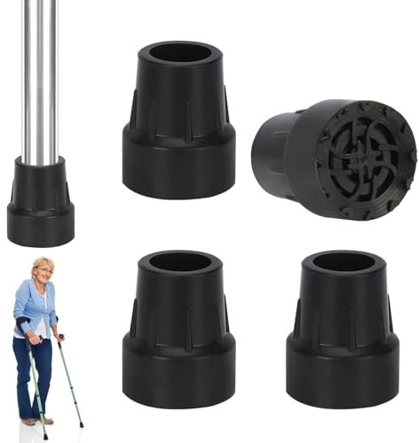 4 Stück Gummipuffer für Wanderstöcke, 19 mm Gehstock Gummipuffer, Gummifuß für Krücken Rutschfest, Walking Stöcke Gummipuffer, für Wanderstöcke, Senioren Krücken, Stöcke, Gehstöcke (schwarz)