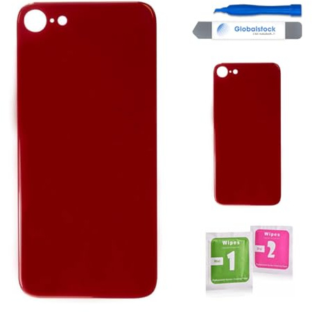 Globalstock Vitre Arrière pour iPhone SE 2020, Kit de Remplacement en Verre Trempé avec Adhésif, Rouge, Mat, 16,5 x 12 x 2 cm, Compatible avec iPhone 8