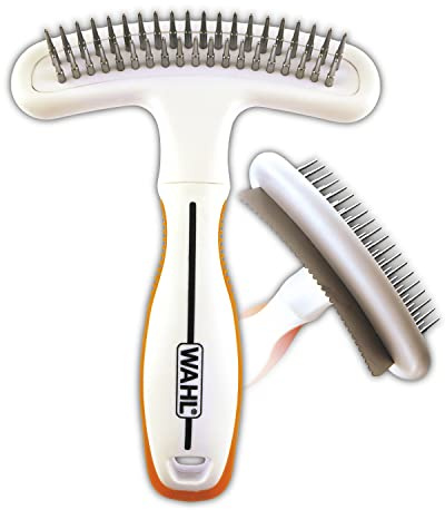 Wahl 2-in-1 Combination Double Row Pet Rake with Hair Shedding Blade for Dog or Cat Fur by The Brand Used by Professionals – Model 858424