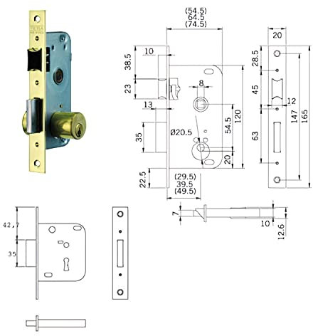 Tesa Assa Abloy 200350HL Cerradura De Embutir Para Puertas De Madera Bronce (Latonado) Entrada 50 mm 2003