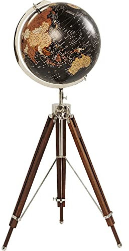 Kare Design Deko Globus Earth Schwarz, Weltkugel Vintage, 3d Weltkugel, (H/B/T) 141x61x61cm