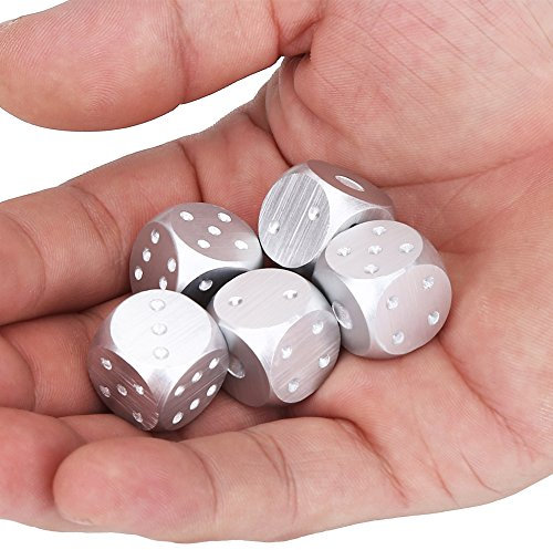 spielwürfel,Würfel,Würfel Metall,Polyedrische Würfel Set Metall DND Würfel Set,5Pcs Aluminiumlegierung Tischspiel Poker Spiele Würfel Set Mit Aufbewahrungsbox(Rechteck-Silber)