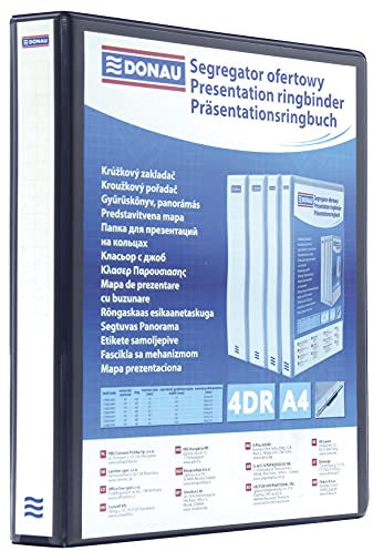 DONAU 2788304PL-01 Präsentationsringbuch Präsentationsordner Ringbuch Präsentation/Schwarz / 4-D-Ring-Mechanik-Mechanik DIN A4 Füllhöhe 30 mm/mit Taschen/ 1 Stück