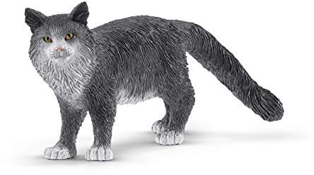 schleich 13893 Maine-Coon-Katze, für Kinder ab 3+ Jahren, FARM WORLD - Spielfigur