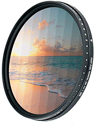 JJC 55 mm Variabler ND-Filter (ND2 - ND2000), Verstellbarer Graufilter, 18-lagige Beschichtung, HD-optisches Glas, Kameralinsenfilter, perfekt für Landschaftsfotografie…