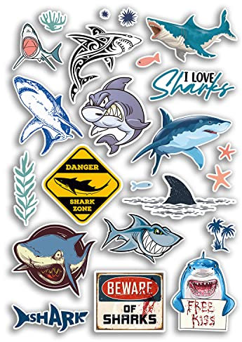 A4 Aufkleber Bogen Haie Vinyl Aufkleber - Vorsicht Tauchen Meerestiere gefährlich Lustig Liebe Cartoon Illustrationen Hobby Scrapbooking Geschenk #78897