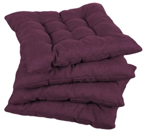 Gutekissen® Stuhlkissen gesteppt Quadrat Polsterauflage Auflage für Stühle/Bänke für Haus und Garten Sitzauflage Gartenkissen Sitzkissen viele Farben (40x40, Violett, 4)