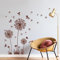 Tanlaby Löwenzahn Wandsticker Blumen Wandtattoo Pusteblume Schmetterlinge Wandaufkleber für Wohnzimmer Schlafzimmer Büros Sofa Hintergrund Hause Wanddekoration(Braun)