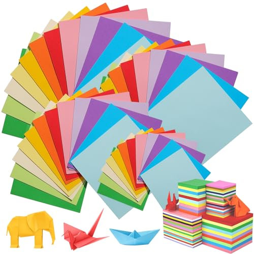Origami-Papier, 400 Blatt Origami Papier,Doppelseitig Buntes Faltpapier Doppelseitig Buntes Papier, Faltpapier Origami Set,Origami Paper 4 Größen Spezifikation für DIY Kunst und Bastelprojekte