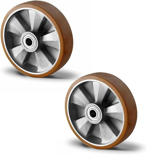 Abrollwerk Schwerlastrollen, Aluminiumfelge, Polyurethan (2er Set Einbaurad, 125 mm)