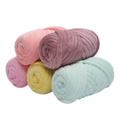 LPHFDCS Chunky Yarn 0,5 kg/1 kg Dickes, sperriges, grobes Samtgarn, handgestrickt, gewebter Faden, Korb, Decke, Teppiche, Riesengarn, DIY-Arm, Handgestrickte Decke Chunky Yarn Wolle(Blue,0.5KG)