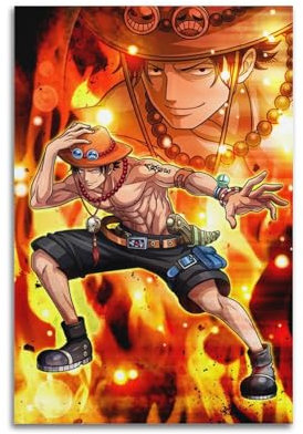 NRCKMIHRAE One Piece Portcas D Ace Anime-Poster, dekoratives Gemälde, Leinwand, Wandposter und Kunstdruck, moderne Familienschlafzimmer-Dekoration, Poster, 20 x 30 cm