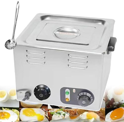forplubossmmp Electric Hot Spring Egg Boiler for Commercial(with 1/Colander), Automatic Omelette Device 2.6KW Stainless Steel Egg Cooker 6L Large Capacity, 30-110℃ Temperature Control & Timing