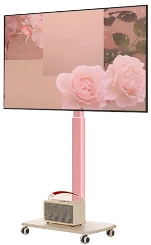 DEOPXF Soporte de TV móvil con Ruedas Carrito de TV rodante para televisores de 32 a 85 Pulgadas Soporte de TV de Piso portátil Altura Ajustable para Sala de Estar Dormitorio Oficina(Rosa)