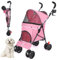 Regenschirm Hundebuggy für kleine Hunde 10 bis 9 kg, faltbarer Haustier-Kinderwagen, leicht, 4,1 kg, mit doppeltem 4-Rad-Schultergurt, Aufbewahrungskorb, Getränkehalter, Dunkelgrün (Rosa)