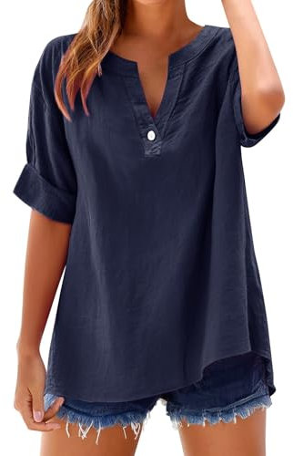 Oferta de Dia Camisetas Mujer Sin Mangas Blusas De Elegantes Blusa Verano Manga Corta Negra Tallas Grandes Top Abullonada Blancas Camisas Gatos Camiseta Primavera Larga Hippie Azul Marino Punk