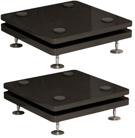 2 Tier Subwoofer Isolation Stand with Fixed Copper Nail,Wood Speaker Isolation Feet Platform,Riser Stabilizer Base for Standard Speaker(2Pcs,40x45cm)
